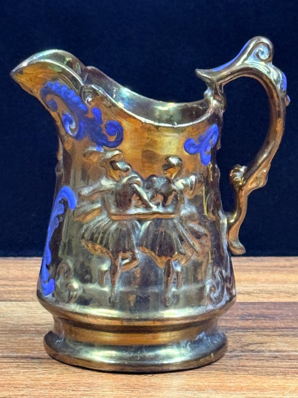 Pitcher with Ballerina Dancers and Blue Accents